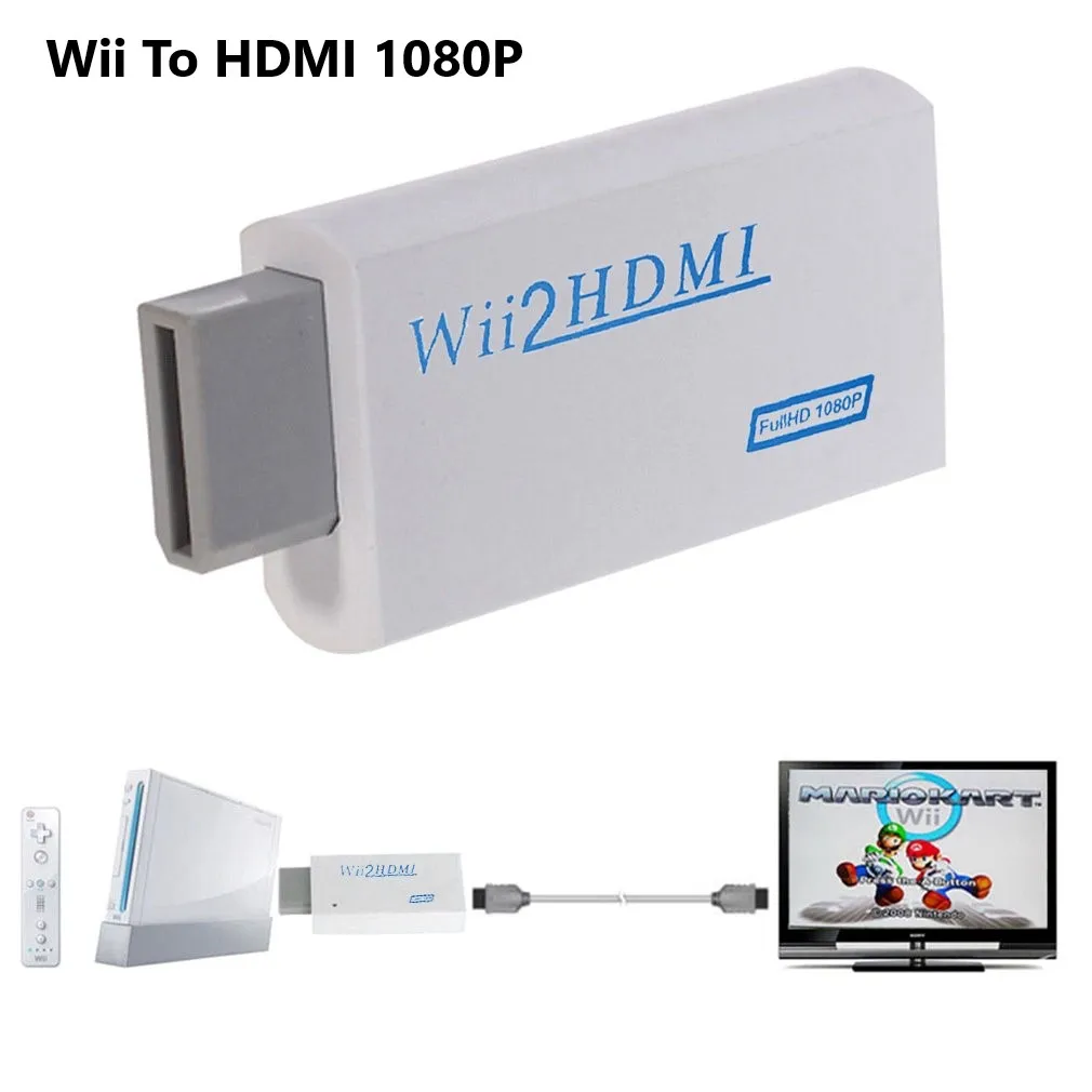 

Full 1080P Wii to HDMI Converter Adapter Wii2HDMI Converter 3.5mm Audio for PC HDTV Monitor Display