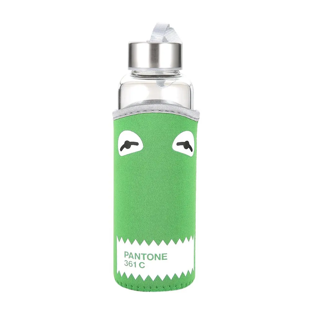 350ml Glass Bottle Quality Borosilicate Water Leak-proof Stainless Steel Cap With Cloth Sleeve Cover |