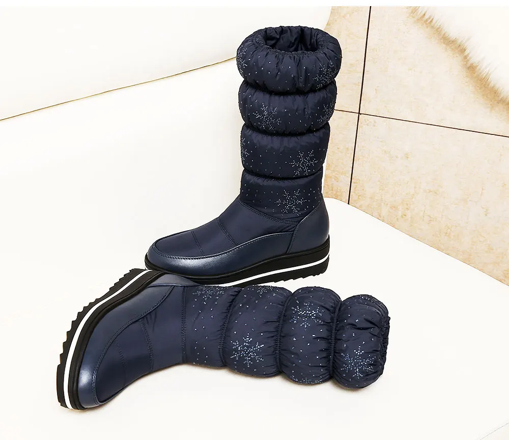 Зимняя обувь из искусственной кожи; женские плюшевые зимние ботинки; женские зимние ботинки на платформе с круглым носком; однотонные теплые зимние водонепроницаемые ботинки для женщин; размер 43