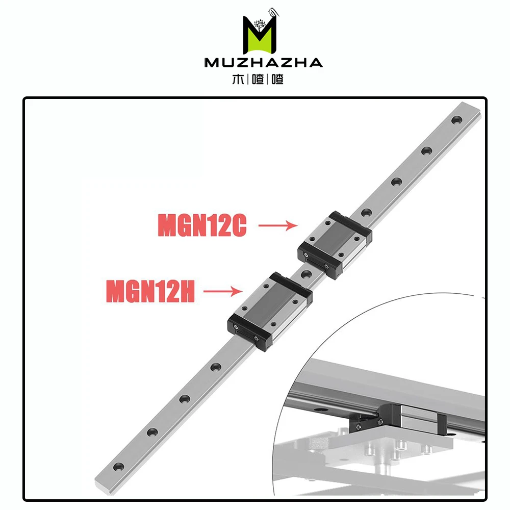 OUYZGIA MGN12H Rail Linéaire De 300 Mm, Guidage Linéaire Avec 1 Bloc MGN12H Pour Imprimante 3D CNC (MGN12H, 300 Mm, 1 Pièce