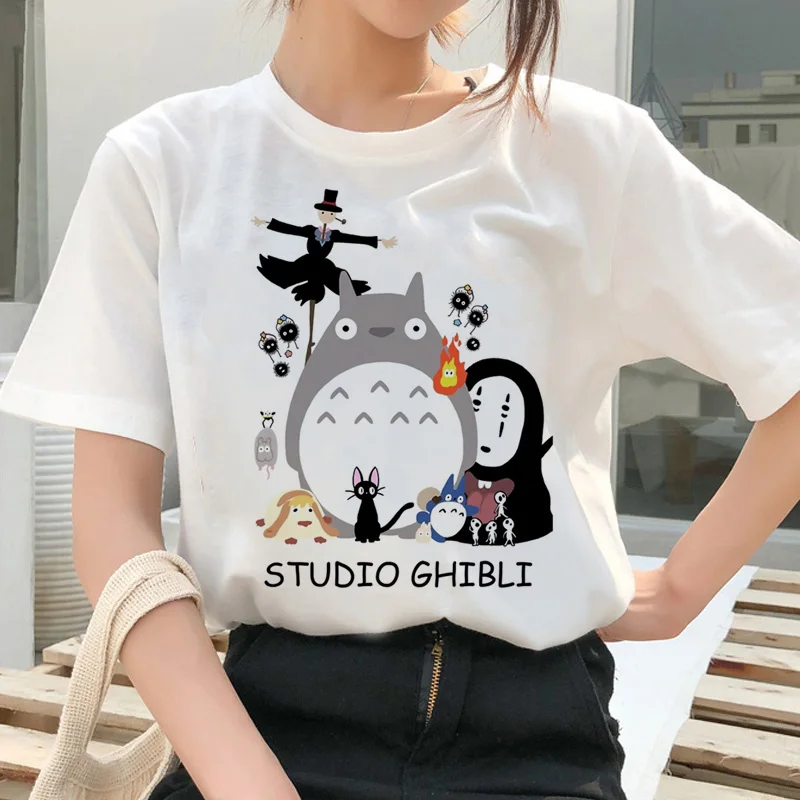 Totoro Spirit Out Футболка Studio Ghibli Femme японский мультфильм Аниме женская футболка Миядзаки Хаяо одежда женская кавайная