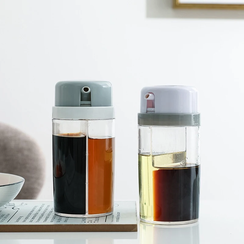 

Rotating Bottle Cap One Pot Dual-purpose Oil Pot Transparent Soy Sauce Wine Vinegar 2-in-1 Seasoning Bottle Condiment Case