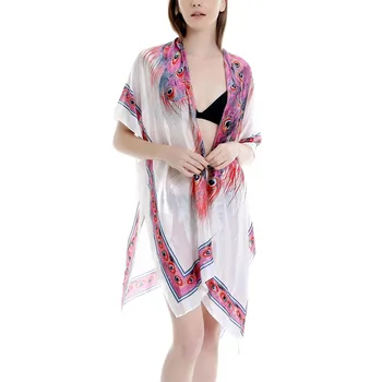 

Women Sexy Kimono Flower Print Cardigan Outwear Blouse Loose Tops Beach Cover Up Swimwear Beachwear Swimsuit Summer biquini