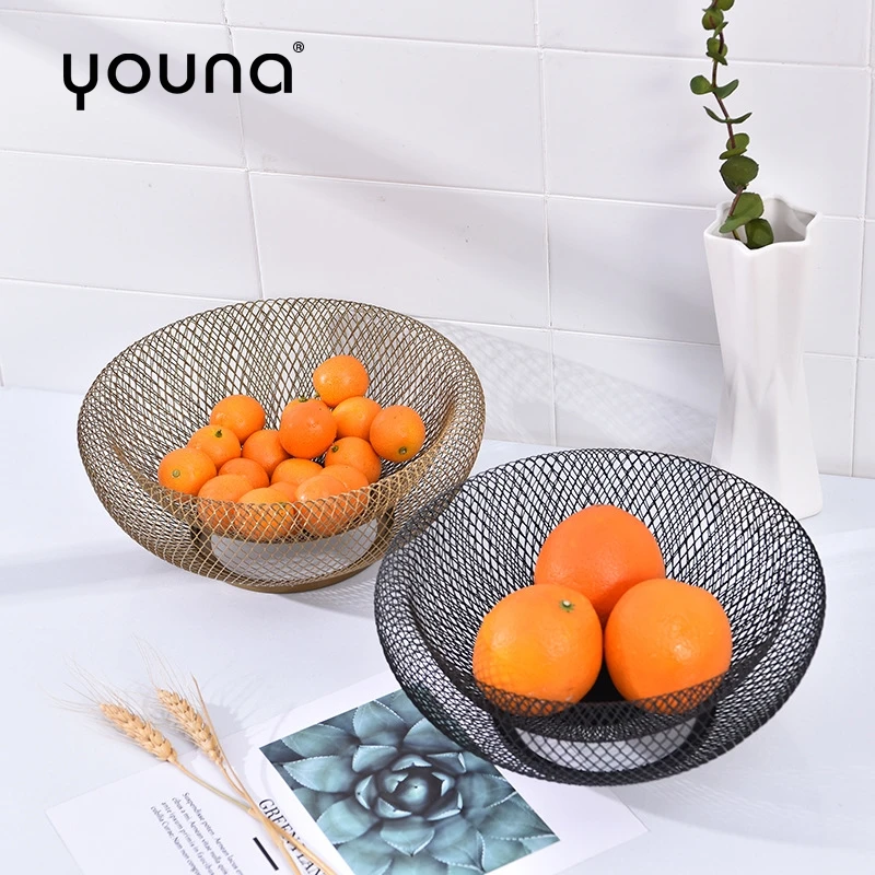 

Fruit Plate Double Wrought Iron Fruit Basket Dried Fruit Plate Living Room Decoration Ornament Fruit bowl