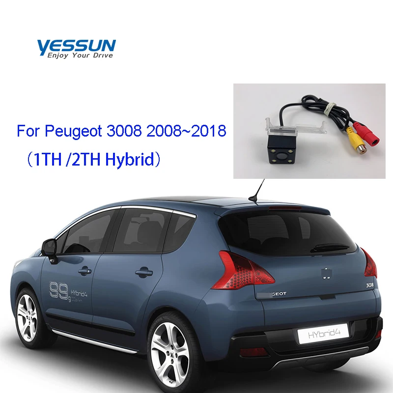 Камера заднего вида Yessun для номерного знака Peugeot 3008 2008 ~ 2018 1-я 2-я гибридная камера