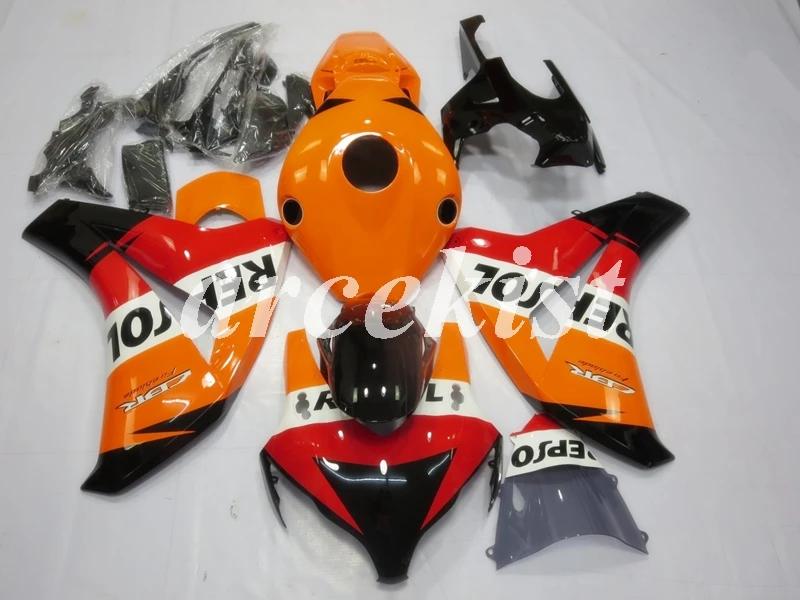 ABS литья под давлением мотоцикл обтекатели комплект Подходит для Honda CBR1000RR 08 09 10 11 2008-2011 набор кузова оранжевый красный