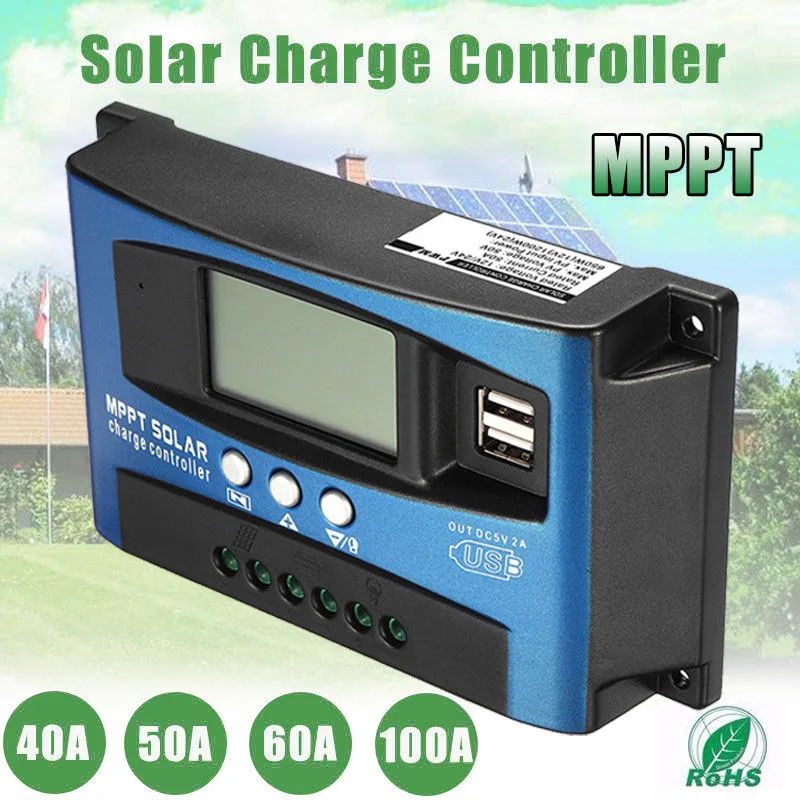 

40A-100A MPPT Solar Panel Regulator Charge Controller 12V/24V Auto Focus Tracking Device THIN889