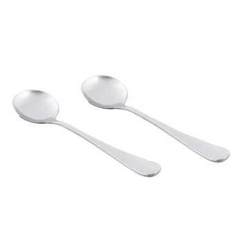 

Solid Polished Stainless Steel Set of 2 Round Soup Spoons