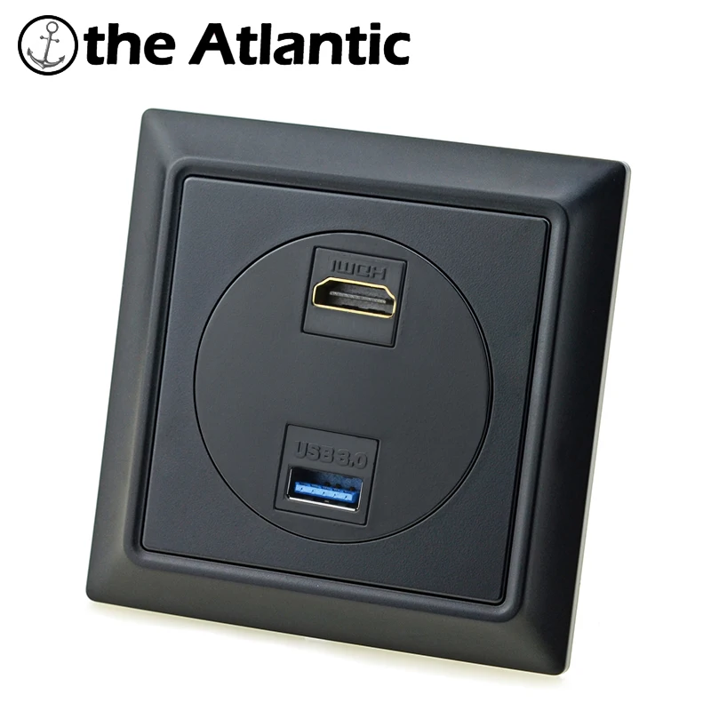 Atlectric-tomada de Parede Dupla Hdmi para tv Televisão Usb Conector de Dados Saída de Painel Fosco