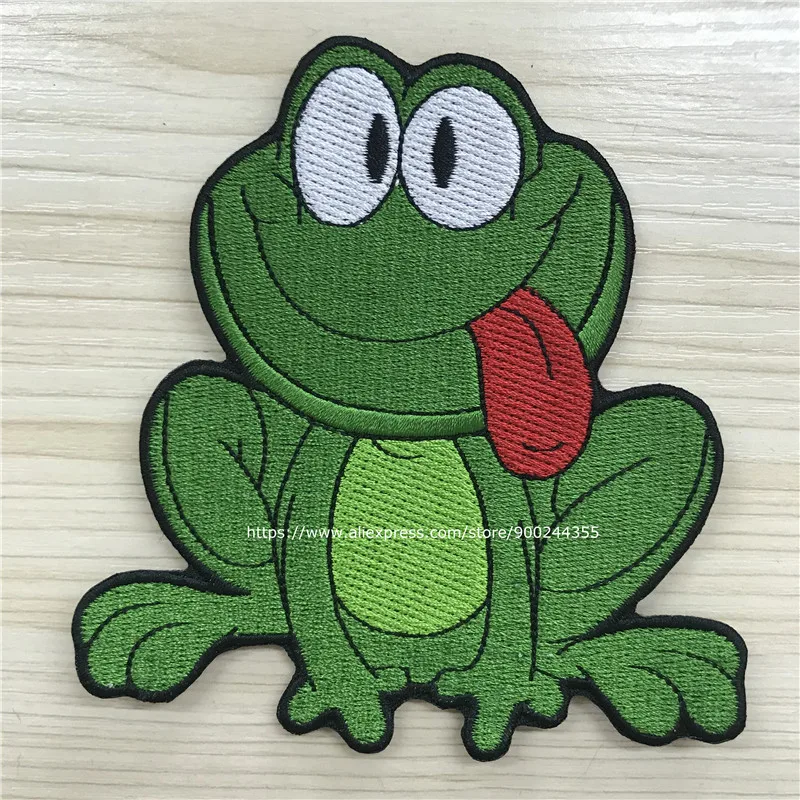 

Custom Embroidery Patches Frog Oeteldonk Emblem 100% Embroidery Area Hot Cut Border Iron on Patch for Carnival Celebration Party