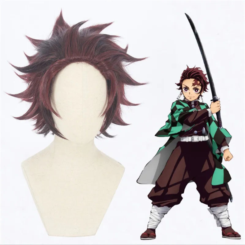 Аниме Demon Slayer: Kimetsu no Yaiba косплей камадо танджиру парики для ролевых игр косплея на