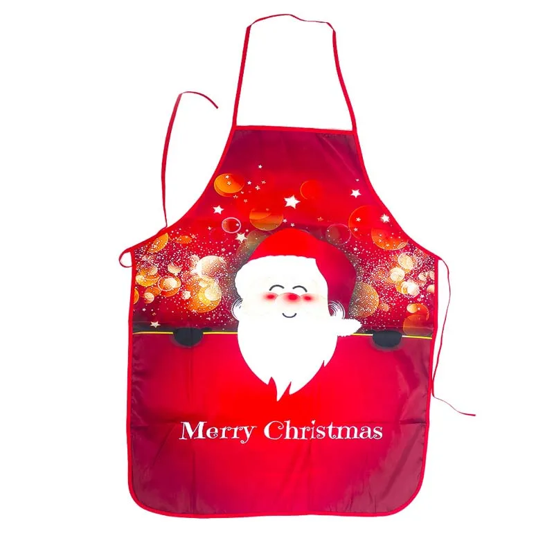 Красный веселый новогодний фартук, мультяшный Санта-Клаус, олень, фартук для взрослых, рождественские украшения для дома, кухни, аксессуары для приготовления пищи