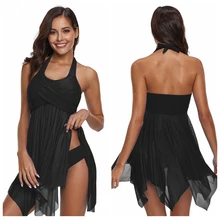 Купальник размера плюс, женский купальник, сексуальный танкини, комплект из двух частей, Одноцветный купальник с бретелькой через шею, купальник, M-4XL