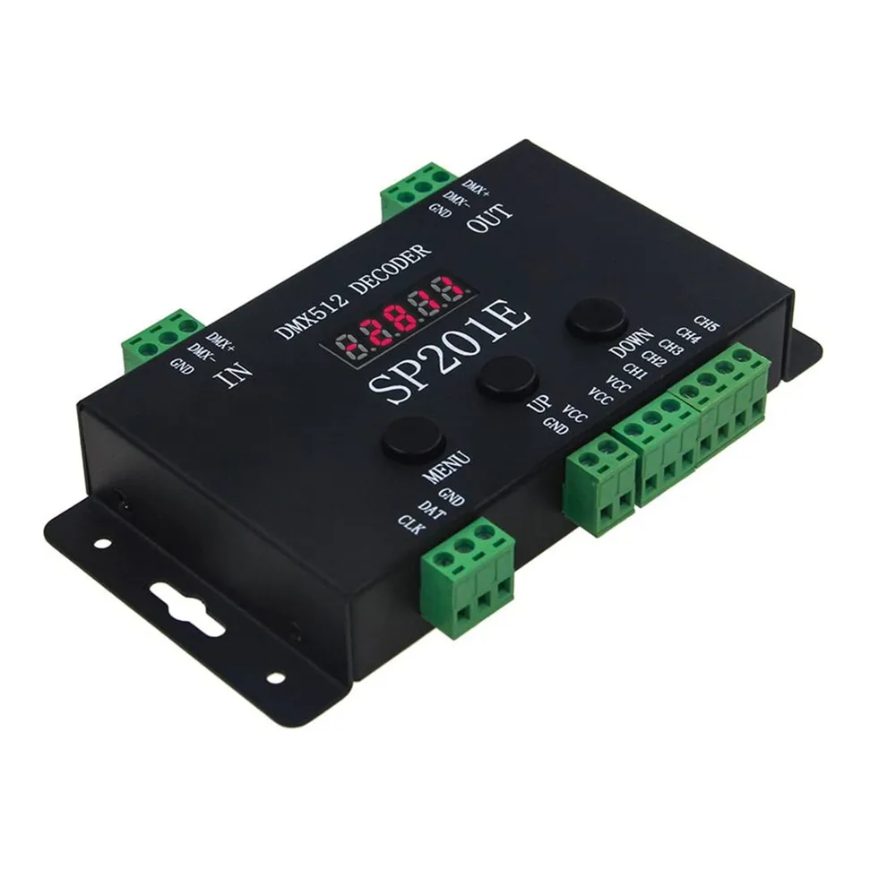 WS2812B WS2811 DMX to SPI контроллер декодер с 99 цветными режимами SP201E 5 каналов 512 RGB WW