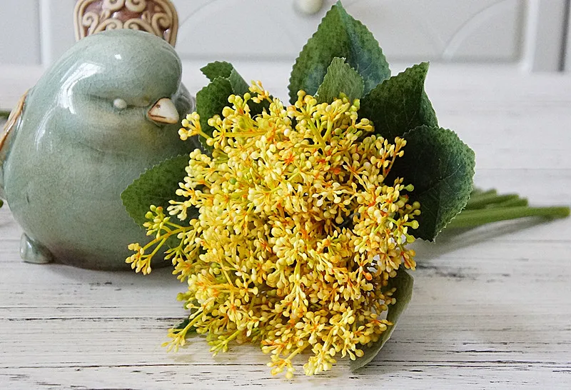 Artificial Rice Spike Grass Plants DIY Handmade Faux Green Grass Christmas Decoration Plants Fake Plant Flower Home Table Decor - Цвет: Yellow-1