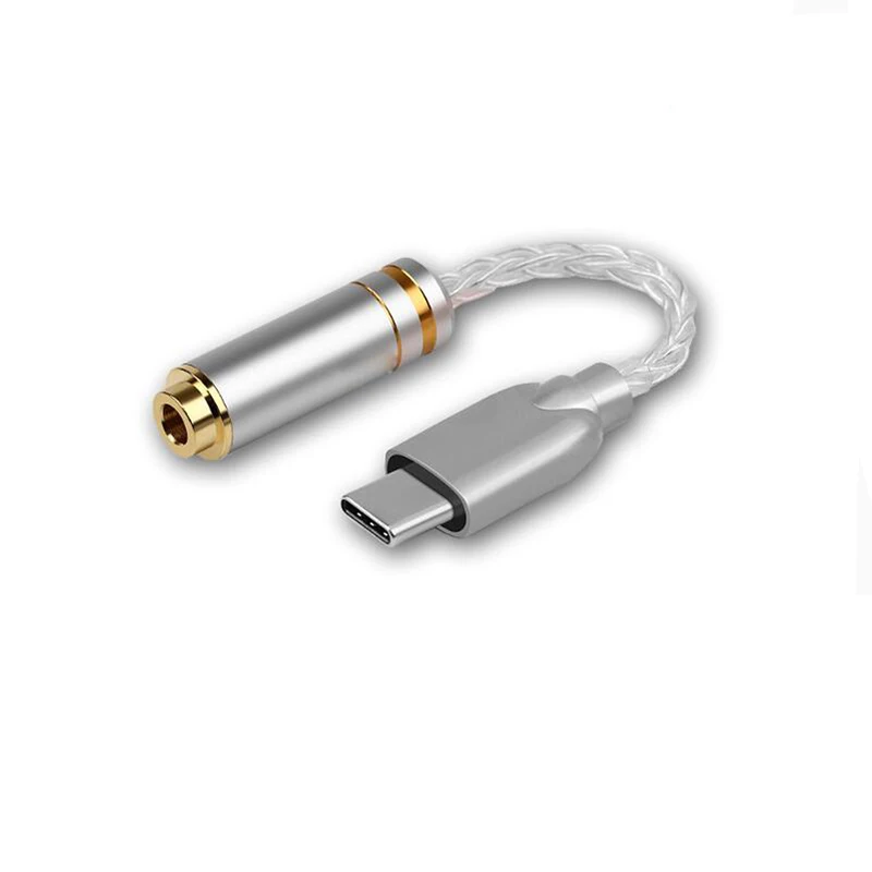 Hifi Type C Mini Jack 4 4 Headphone Adapter Pure Silver Headphone Cable o Connectors 4 4mm Female USB C Converter