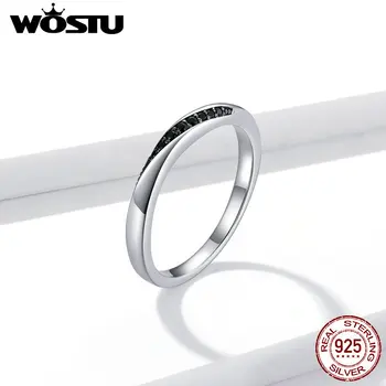 

WOSTU Mobius Ring 925 Sterling Silver Black Zirconium Ring Finger For Women Wedding Party Fashion S925 Jewelry Gift FNR130