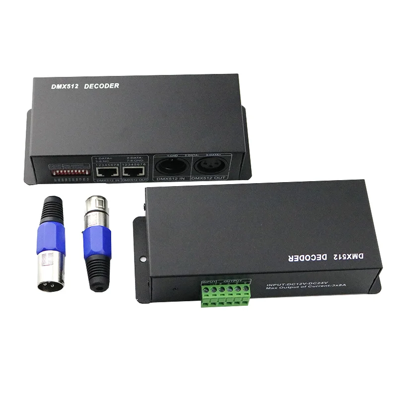 4CH 3CH DMX 512 декодер светодиодный контроллер, RGBW RGB светодиодный DMX512 декодер 3 4 канала* 8A для светодиодной полосы света DC 12-24 В