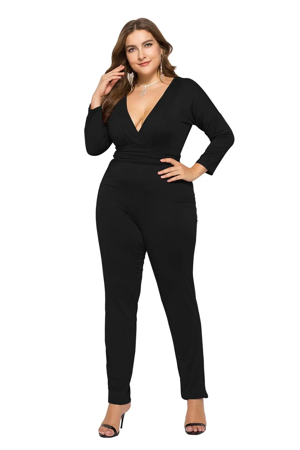 deep v neck jumpsuit