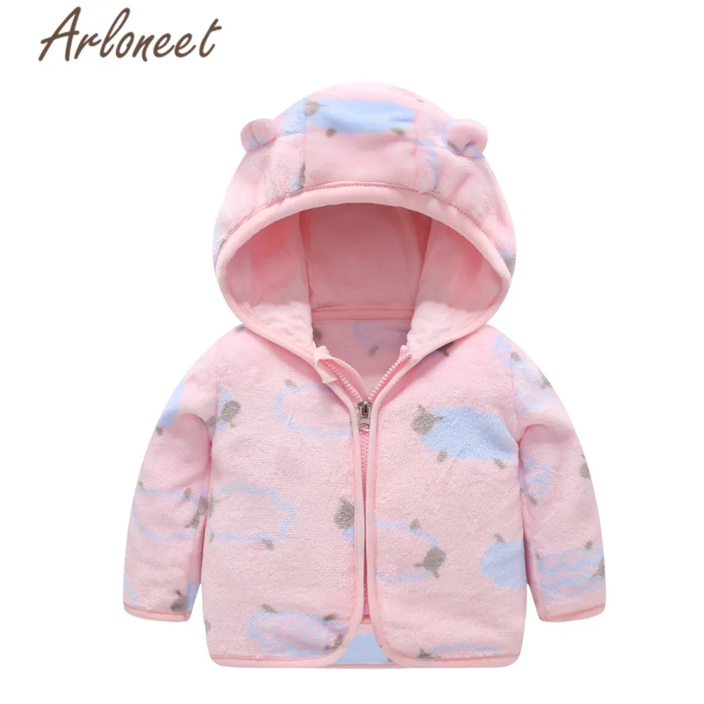 ARLONEET пальто с героями мультфильмов теплое зимнее плотное пальто для маленьких девочек верхняя одежда на молнии с капюшоном в полоску с изображением пива г. Пальто для новорожденных верхняя одежда для мальчиков