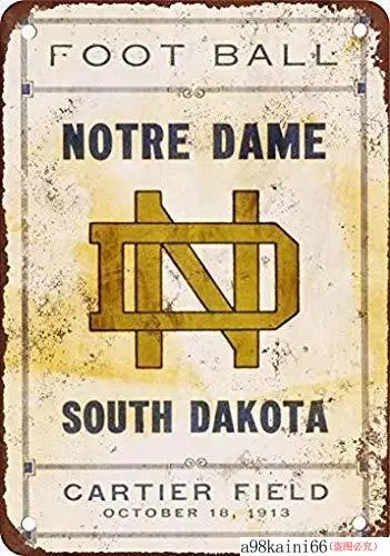 Жестяная вывеска Алюминий металлический знак 1913 Notre Dame по сравнению с Южная Дакота 8x12 дюймов светодиодные панели украшение для стен дома, паба Ретро Художественная плакат