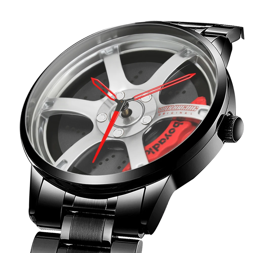 Fashion GTR R8 Auto Racing Men Watch Steel Black 3D Designed Car Wheel Watches for Men Cars Fans F1 Groups Dropshipping fashion gtr r8 auto racing men watch steel black 3d designed car wheel watches for men cars fans f1 groups dropshipping