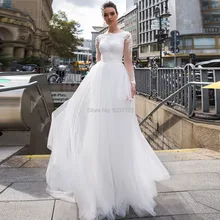 Кружевное Свадебное платье русалки со съемным шлейфом с длинными рукавами, декольте с кружевными аппликациями Свадебное Платье de Noivas, большие размеры