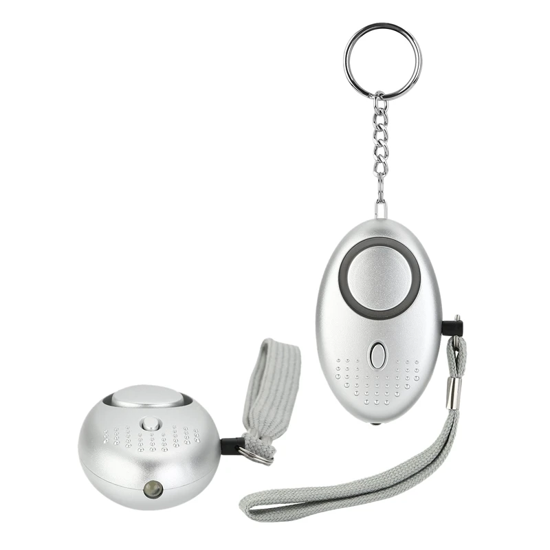 

Emergency Personal Alarm, Security Alarm Key Chain With Led Flashlight - Silver