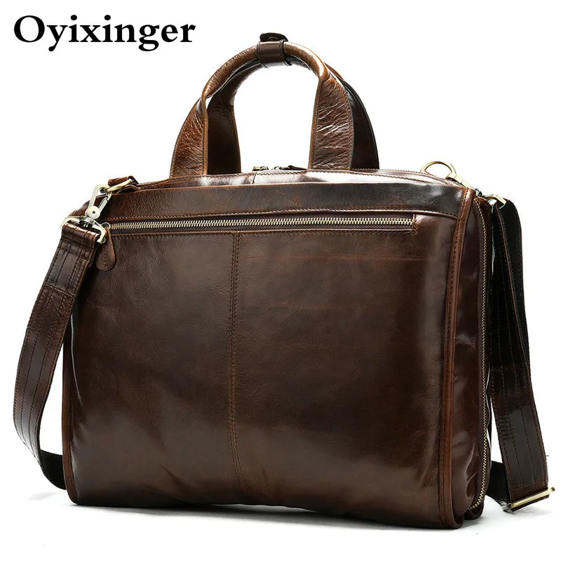 

Big Capacity Man Briefcase Genuine Leather Business 14.1" Computer Handbag Concise Men Travel Bags Traveling Bag Bolsas De Viaje