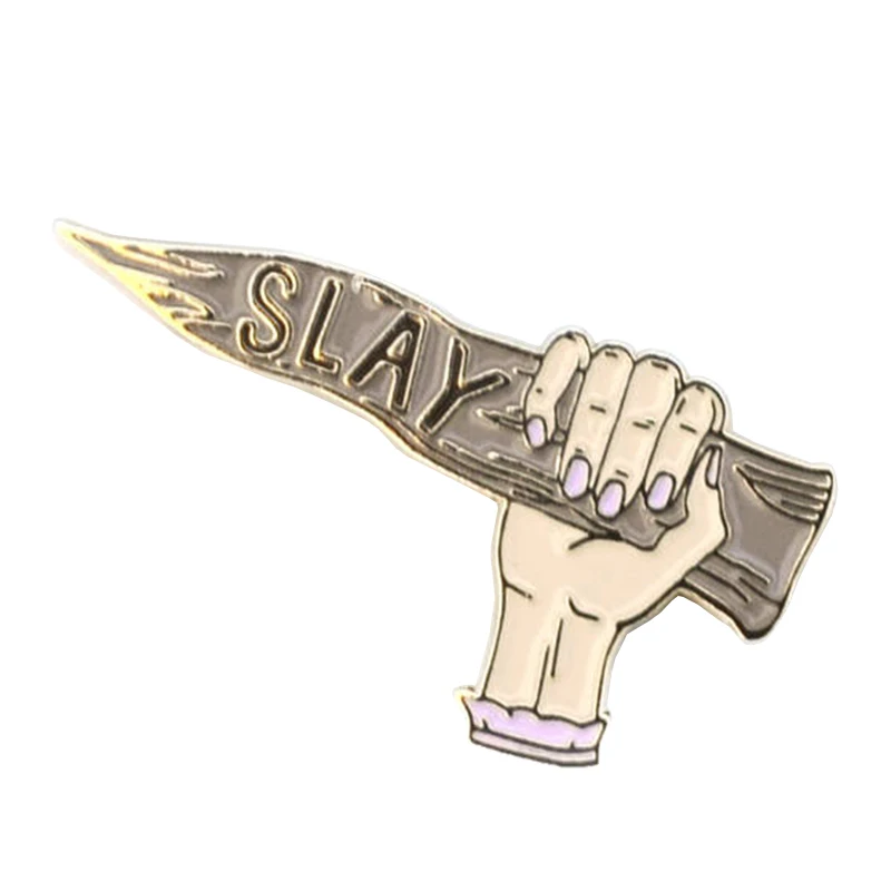 Эмалированная брошь в форме деревянной колышки Slay с эмалью для девушек значок