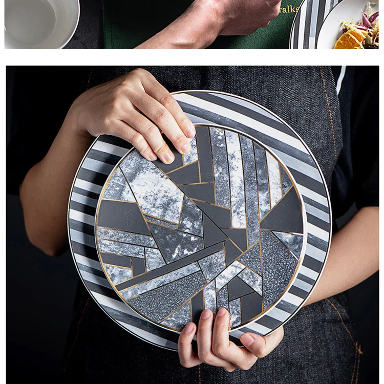 Ужин Еда пластины 8/10/12 дюймов бытовой рыба пластины западные столовые приборы стейк диск творческий Керамика тарелка для завтрака, комплект