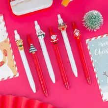 Stylo à pression pour étudiants, couleur unique aléatoire, dessin animé, cadeau de noël pour étudiants, O1m0
