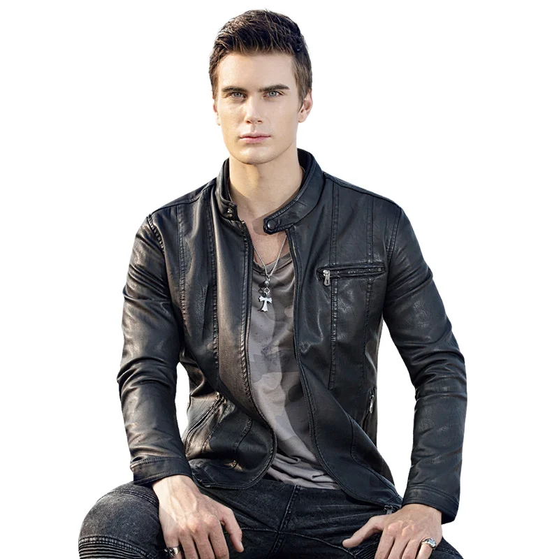 

Leather Jacket Men Coats M-3XL Brand (TLGC) High Quality PU Outerwear Men Business Autumn Male Jacket 612