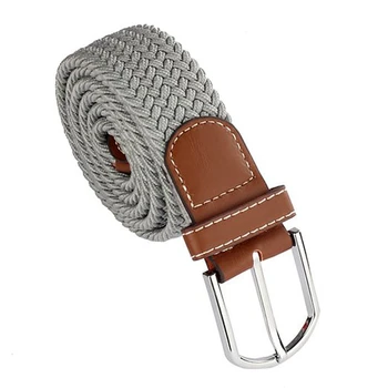 

Men Leather Braided Elastic Stretch Metal Buckle Belt Waistband