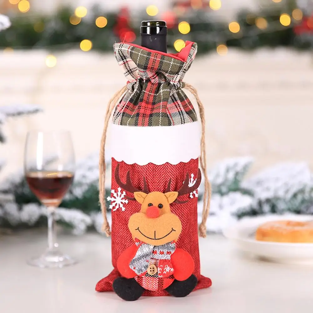 Рождественский льняной Набор для красного вина, Льняная сумка, набор для красного вина, набор многоразовых бутылок, набор для свадьбы, Рождественское украшение, подарочная упаковка@ 40 - Цвет: Bottle Bag
