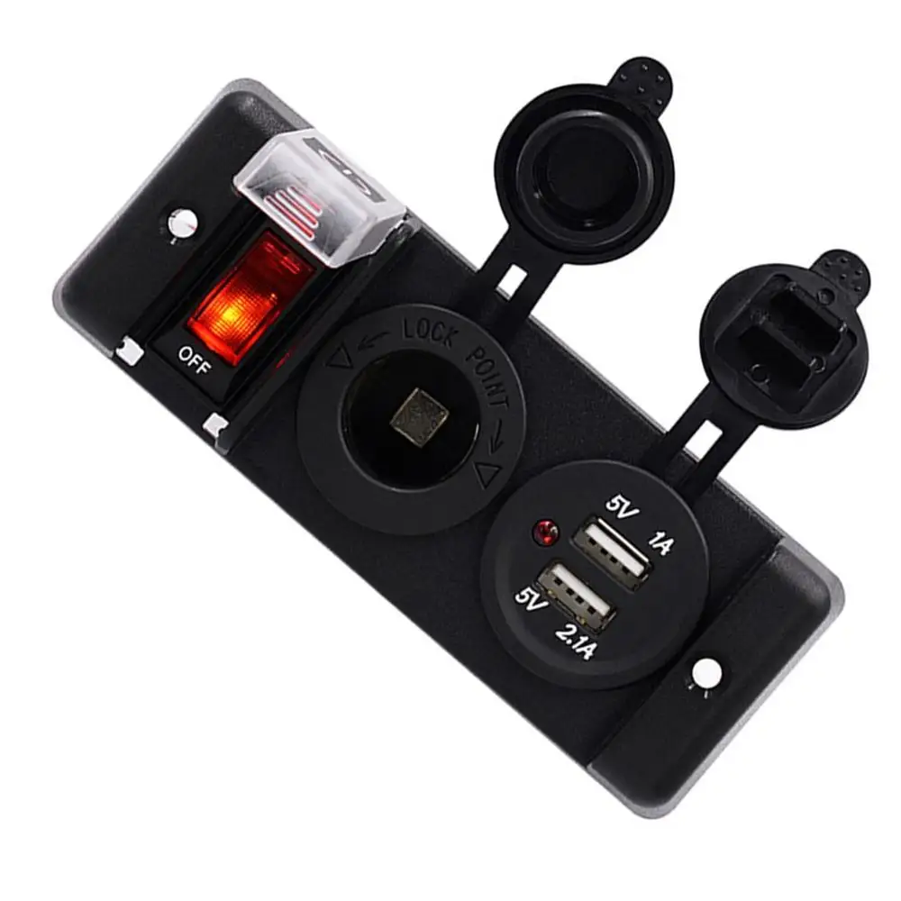 

New Waterproof Car Rv Modification Parts Car Charger Power Switch Double Usb Charger Cigarette Lighter Socket