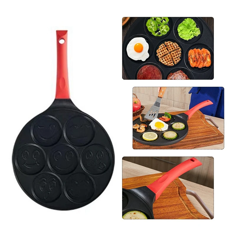 

Pancake Pot Fun Enjoy Mini 7 Hole Pancake Omelette Pan Double-Layer Non-Stick Coating Waffle Pancake Pan