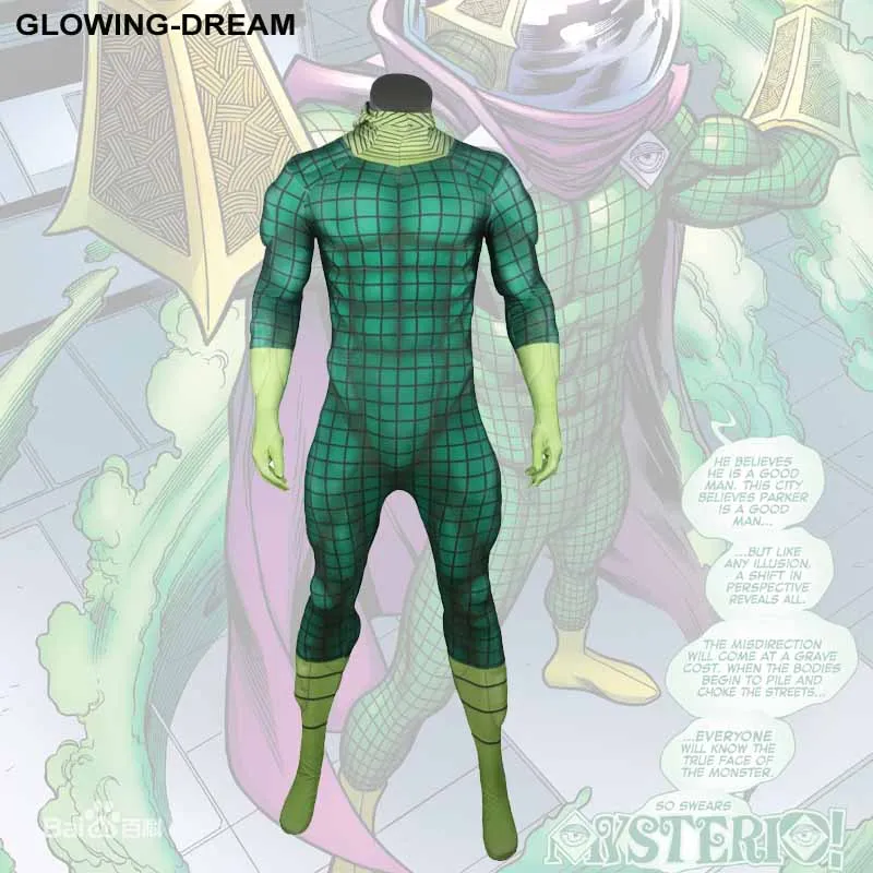 

Glowing-Dream High Quality Muscle Padding Mysterio Cosplay Costume Comic Mysterio Costume For Men