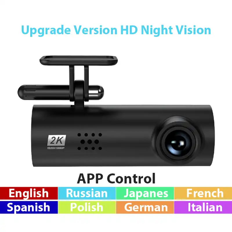 WHEXUNE V48 Pro Dash Cam Car DVR Camera Wifi APP & English Voice prompts 1080P HD Night Vision G