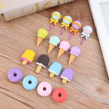 

4 Boxes Eraser Cartoon Creative Portable Adorable Stationery School Supplies Food Shape Eraser for Kids Students Child