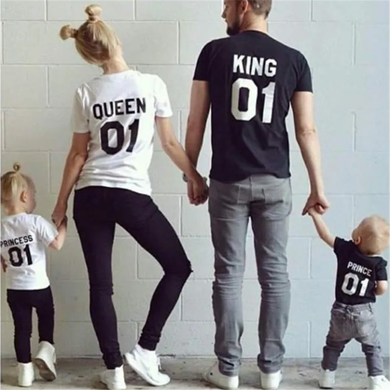 Футболка для мужчин и женщин семейная одежда уличная рубашка черный белый цвета