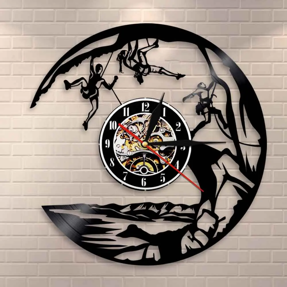 Extreme Adventure Rocking Climbing Wall Clock Climb That Mountain Vinyl Record Wall Clock Climbers Gift Inspirational Wall Watch