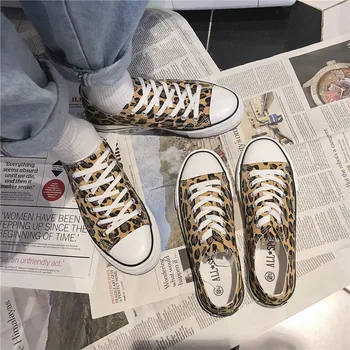 

Classic Men Shoes 2019 New Summer Leopard Canvas flat Vulcanized Casual Shoes Fashion Trend Student Sports Shoes