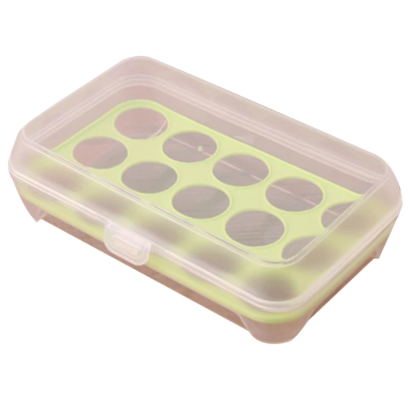 Ящик для хранения на холодильник, стеллаж для хранения, складные кухонные аксессуары, подвесной органайзер, 16,5x15 см - Цвет: Green 15 egg
