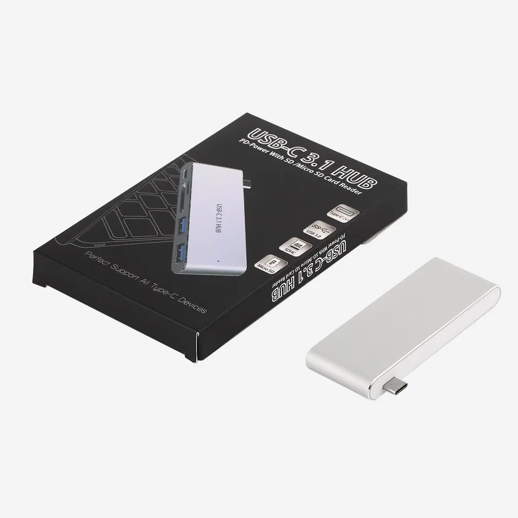 USB-C 3,1 концентратор PD-power с защищенным цифровым/TF кардридером для Apple для Macbook Ноутбук высокопроизводительный ультратонкий портативный