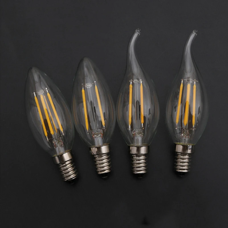 

LED Filament Bulb E14 Candle Light Bulb 4W 8W 12W Dimmable Edison Bulb C35 220V Retro Antique Vintage Style C35L LED Glass Bulb