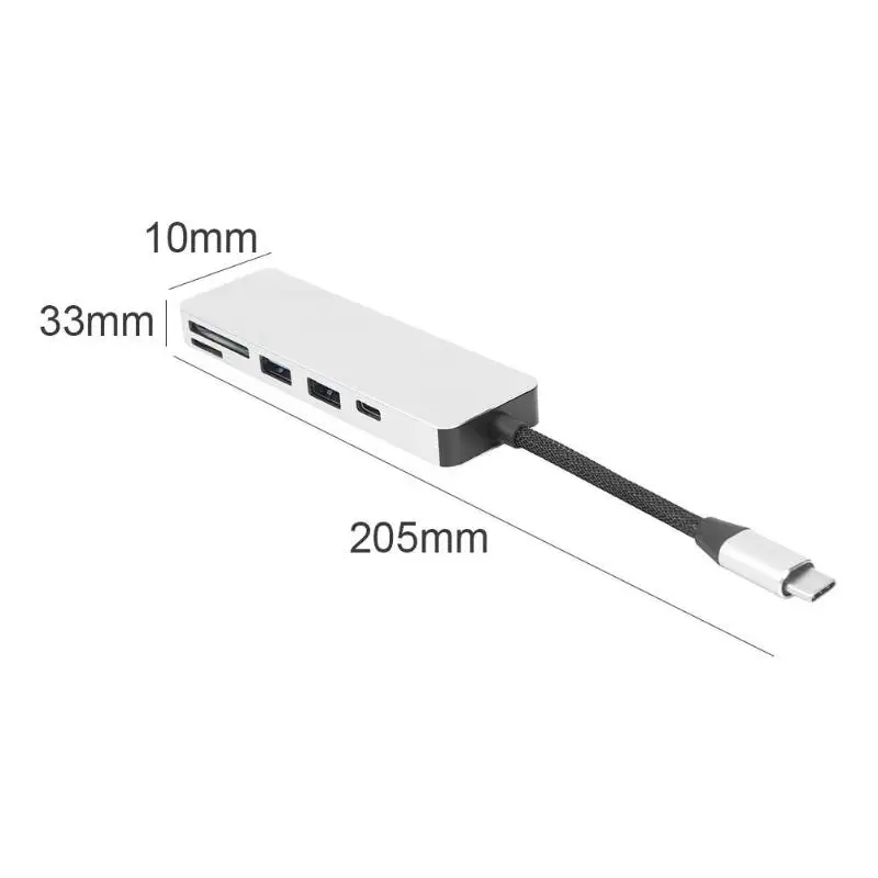 5 в 1 многопортовый адаптер конвертер USB3.0 type-C TF безопасный цифровой кардридер поддержка чтения SD и TF карт