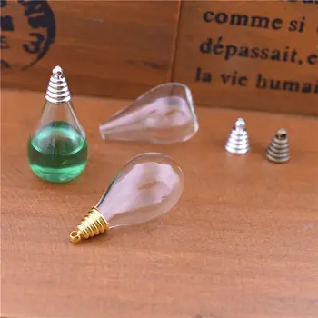 

50set 18x28mm glass globe with pagoda shape cap set glass bubble bottom flat glass vase necklace pendant