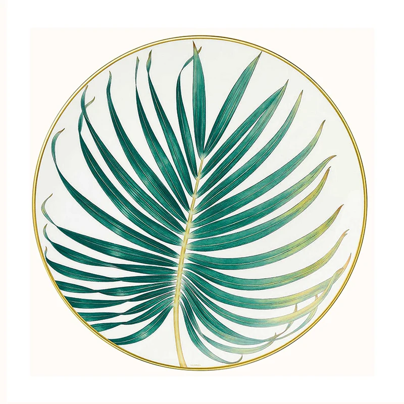 Western Bone China Round Plate, Creative Forest Dessert Series, Leaves, Flowers, Restaurant and Home Use Coffee Set and Bow