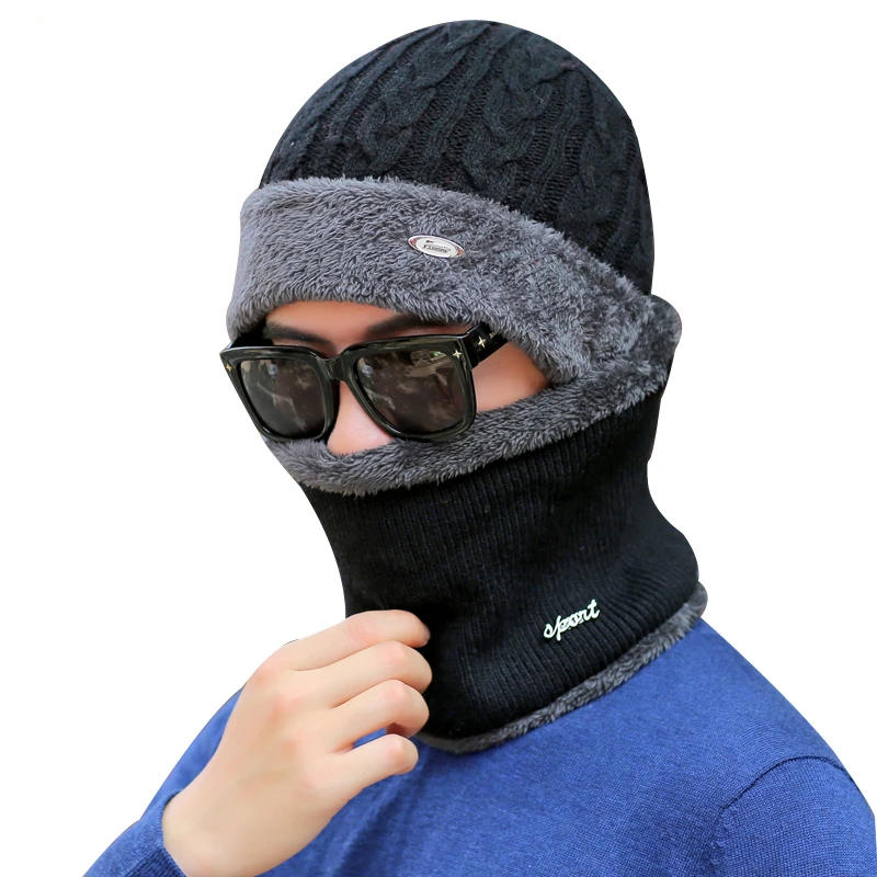 

2019 Winter Hats For Men Skullies Beanie Hat Winter Cap Men Women Wool Scarf Caps Set Balaclava Mask Gorras Bonnet Knitted Hat